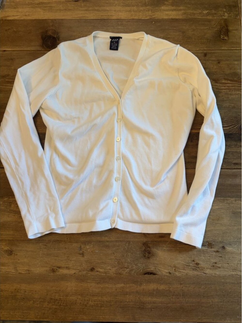 GAP White V-Neck Button Front Cardigan Sweater Size M